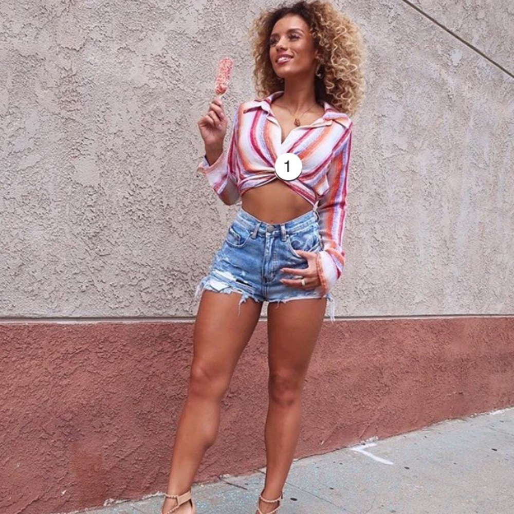 NWT Multi color wrapped cropped top